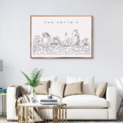 San Antonio Skyline Wall Art for Living Room
