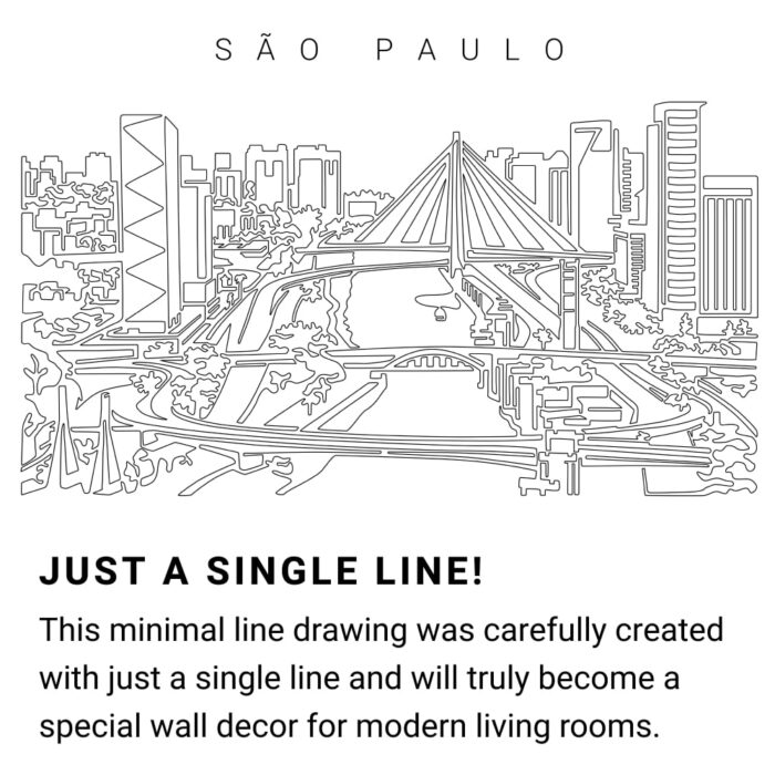São Paulo Skyline Continuous Line Drawing Art Work