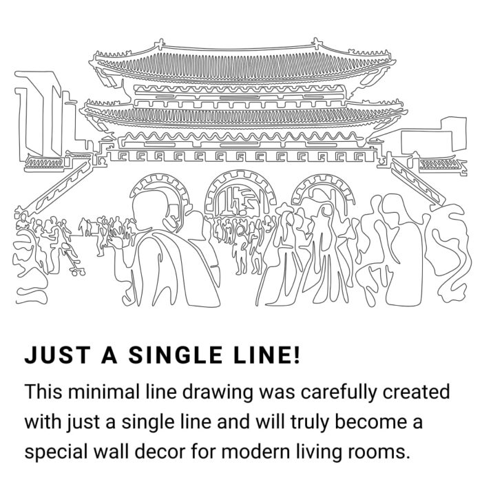 Seoul Korea Continuous Line Drawing Art Work
