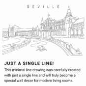 Seville Spain Continuous Line Drawing Art Work