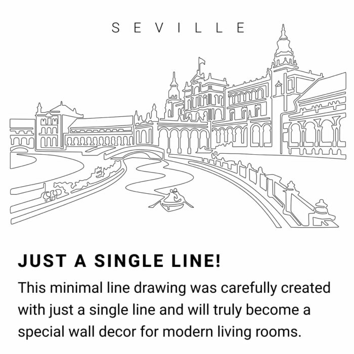 Seville Spain Continuous Line Drawing Art Work