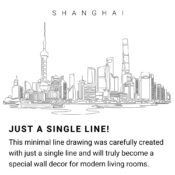 Shanghai Skyline Continuous Line Drawing Art Work