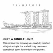 Singapore Skyline Continuous Line Drawing Art Work