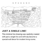 Spokane Skyline Continuous Line Drawing Art Work