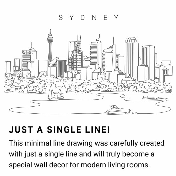 Sydney Skyline Continuous Line Drawing Art Work