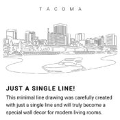 Tacoma Skyline Continuous Line Drawing Art Work