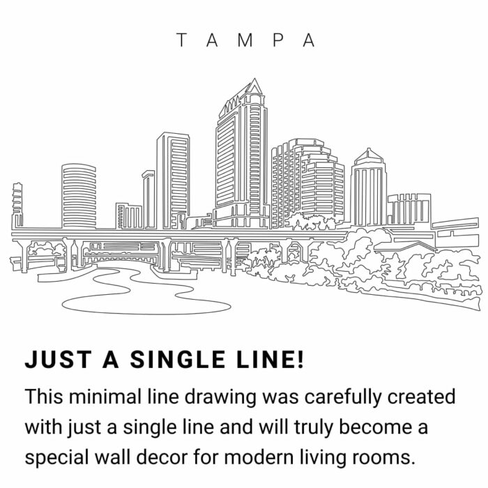 Tampa Skyline Continuous Line Drawing Art Work