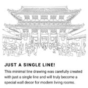 Tokyo Sensoji Temple Continuous Line Drawing Art Work