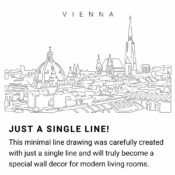 Vienna Skyline Continuous Line Drawing Art Work