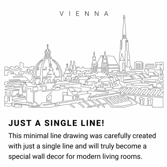 Vienna Skyline Continuous Line Drawing Art Work