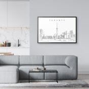 Framed Toronto Skyline Wall Art for Living Room
