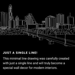 Austin Skyline One Line Drawing Art - Dark