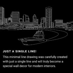 Baltimore Skyline One Line Drawing Art - Dark