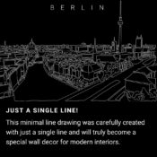 Berlin Skyline One Line Drawing Art - Dark