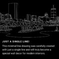 Boston Skyline One Line Drawing Art - Dark
