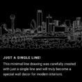 Dallas TX One Line Drawing Art - Dark