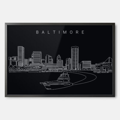 Framed Baltimore Skyline Wall Art - Dark