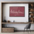 Framed Baltimore Skyline Wall Art for Home Office - Dark