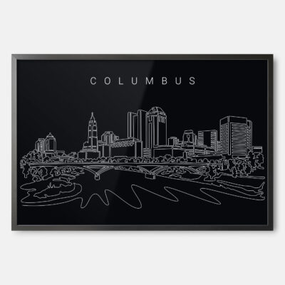 framed Columbus skyline wall art