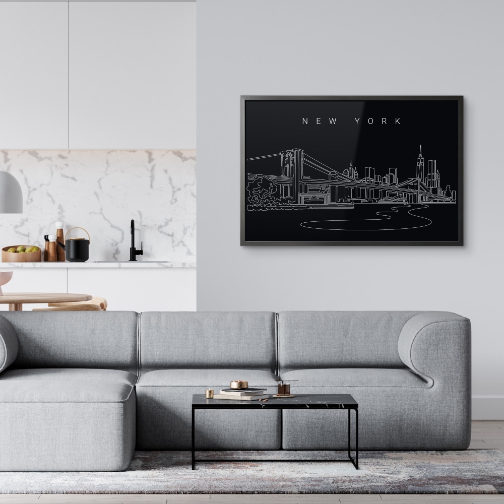 Framed New York City Wall Art for Living Room Dark