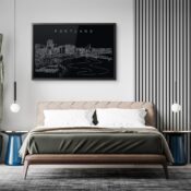 Framed Portland Wall Art for Bed Room - Dark
