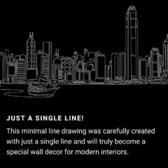 Hong Kong One Line Drawing Art - Dark