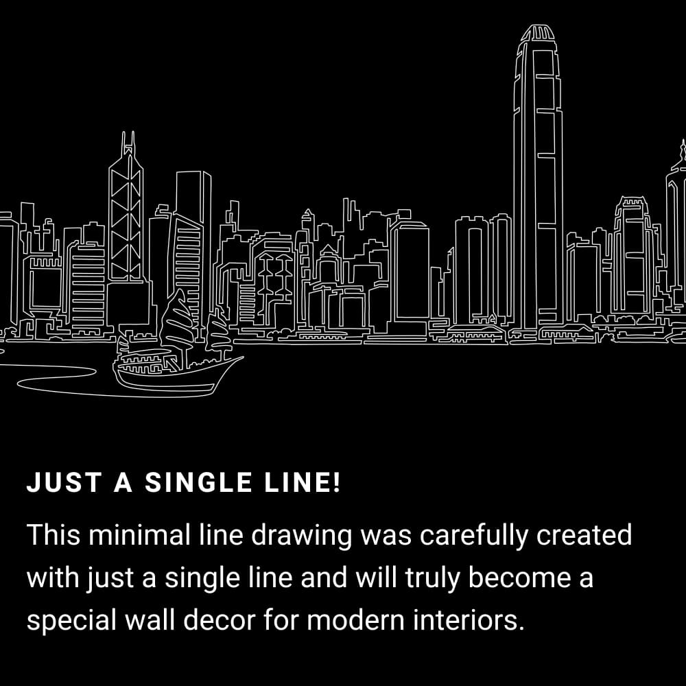 Hong Kong One Line Drawing Art - Dark