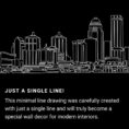 Louisville Skyline One Line Drawing Art - Dark