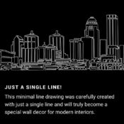 Louisville Skyline One Line Drawing Art - Dark