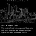 Minneapolis Skyline One Line Drawing Art - Dark