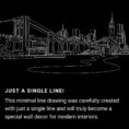 NYC Skyline One Line Drawing Art - Dark