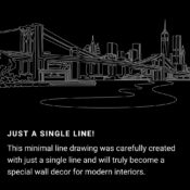 NYC Skyline One Line Drawing Art - Dark