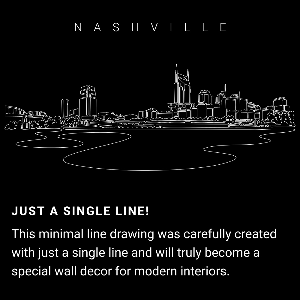 Nashville Skyline One Line Drawing Art - Dark