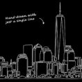 New York City Skyline Continuous Line Drawing Art Work - Dark