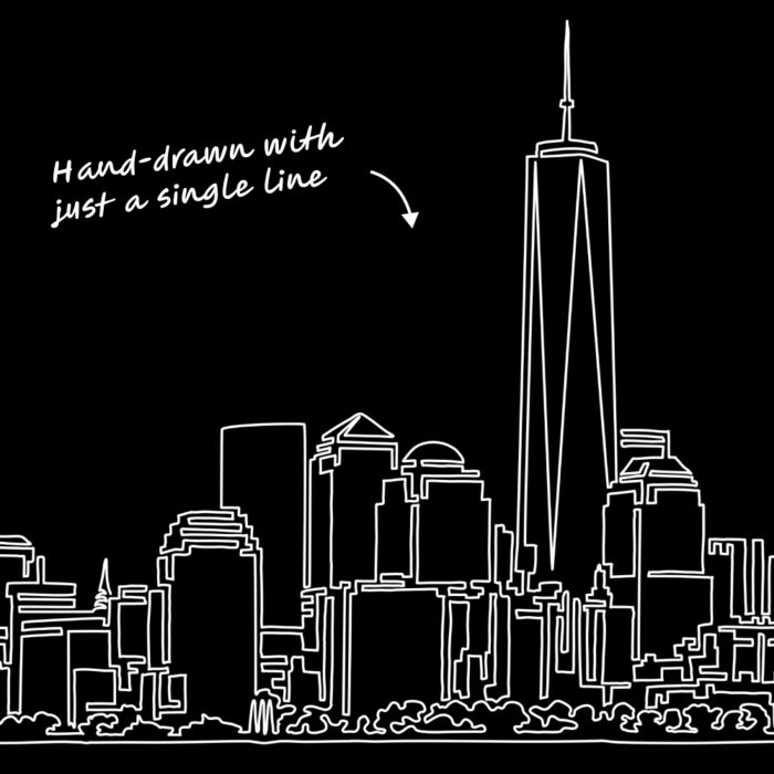 New York City Skyline Continuous Line Drawing Art Work - Dark