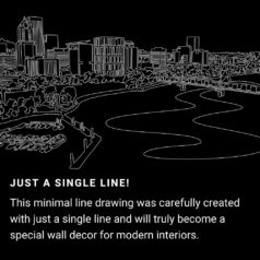 Portland oregon One Line Drawing Art - Dark