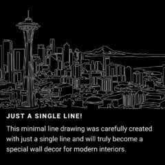 Seattle Skyline One Line Drawing Art - Dark