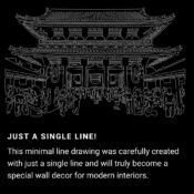 Asakusa Tokyo Japan One Line Drawing Art - Dark