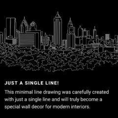 Atlanta Skyline One Line Drawing Art - Dark