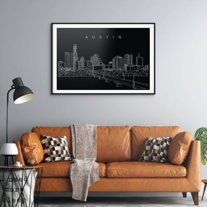 Austin Texas Skyline Art Print for Living Room - Dark-1