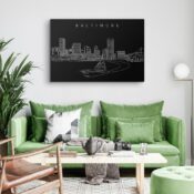 Baltimore Skyline Canvas Art Print - Living Room - Dark