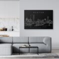 Boston Skyline Canvas Art Print - Charles River - Living Room - Dark