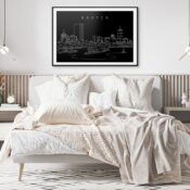 Boston Skyline from Charles River Side Art Print for Bedroom - Dark