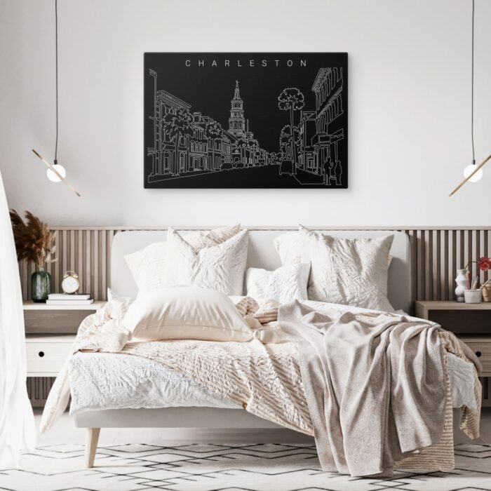 Charleston SC Canvas Art Print - Bed Room - Dark