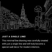 Charleston SC One Line Drawing Art - Dark