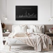 Chicago Skyline Canvas Art Print - Bed Room - Dark