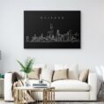 Chicago Skyline Canvas Art Print - Living Room - Dark