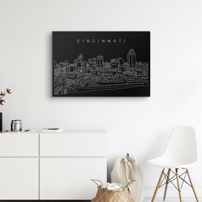Cincinnati Ohio Skyline Canvas Art Print - Hallway - Dark