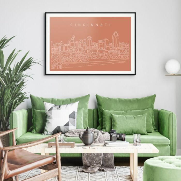 Cincinnati Skyline Art Print for Living Room - Dark