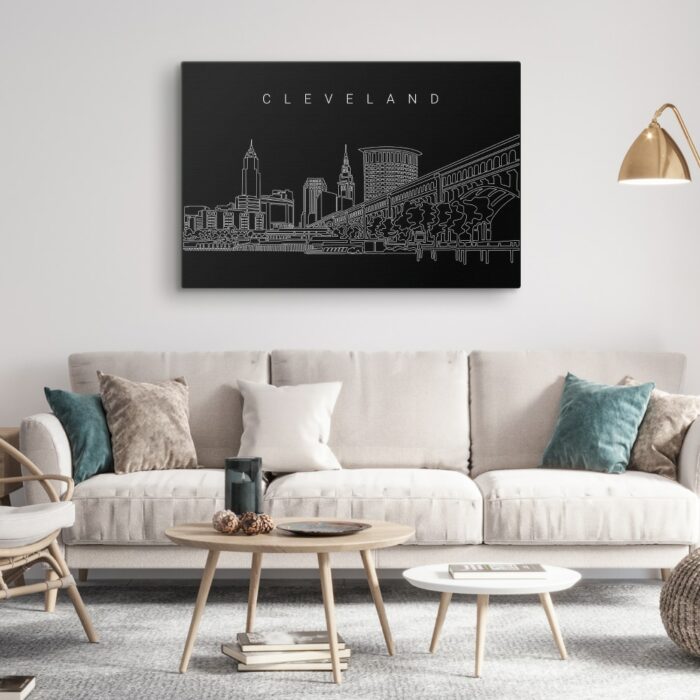 Cleveland Skyline Canvas Art Print - Living Room - Dark